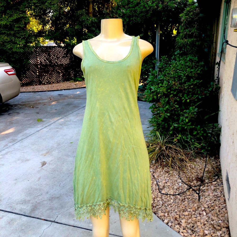 T party summer dress chartreuse crochet